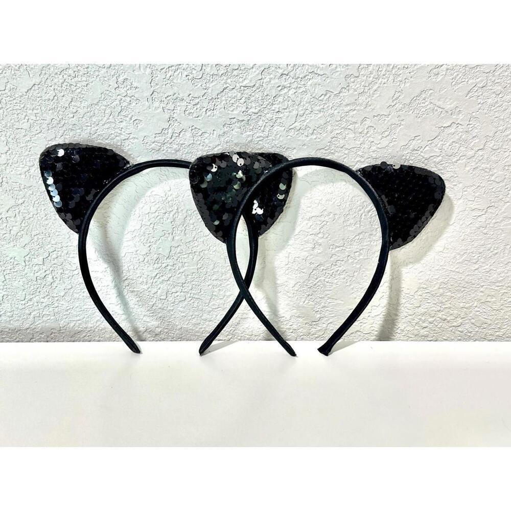 Black Cat Ears Headband Set Of 2